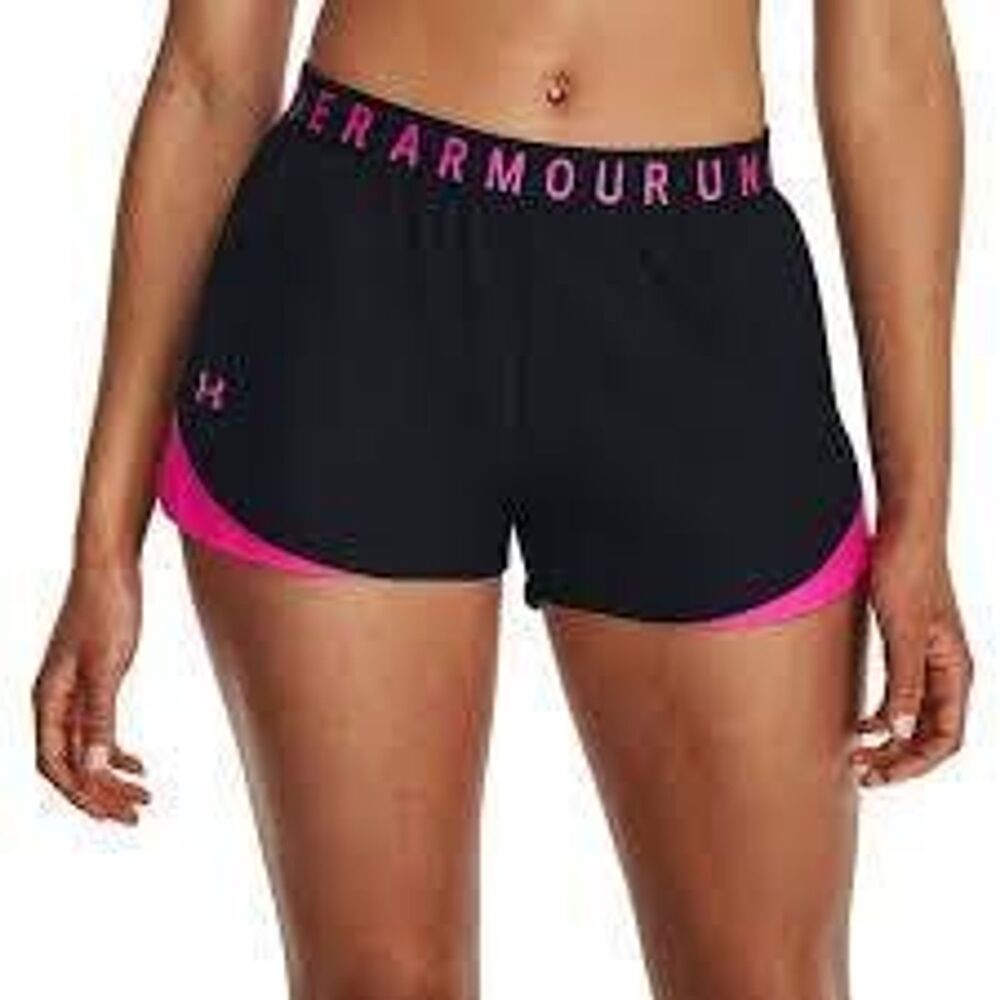 Under Armour Shorts Women's 2X Black Neon Pink Play Up 3.0  Run Walk Exercise